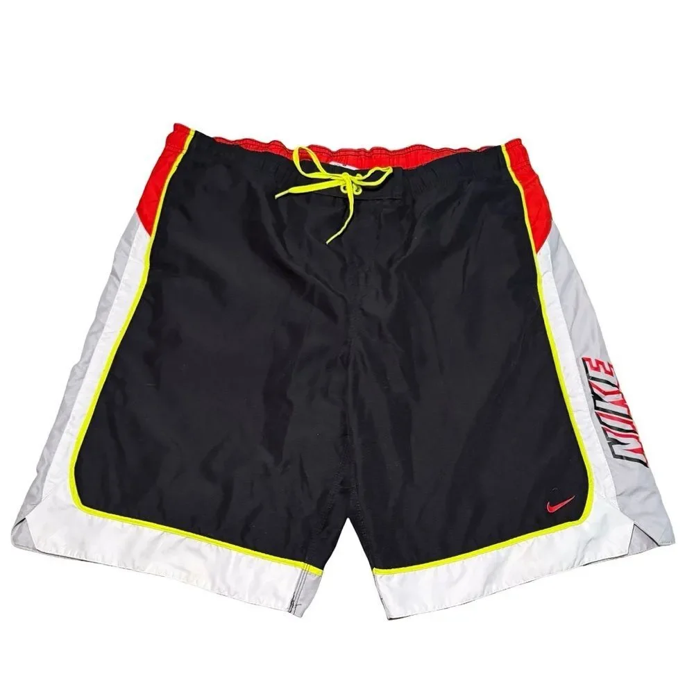 NIKE SWIM TRUNKS MEN’S XL RED BLACK NETTED Hydra Void Sheds Water